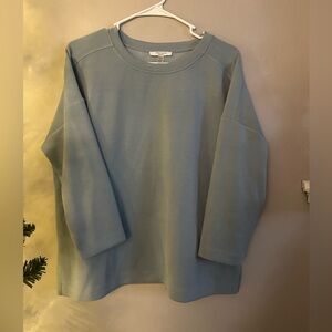 Cable & Gauge Studio Modal Blend Boxy Sweatshirt Large Blue